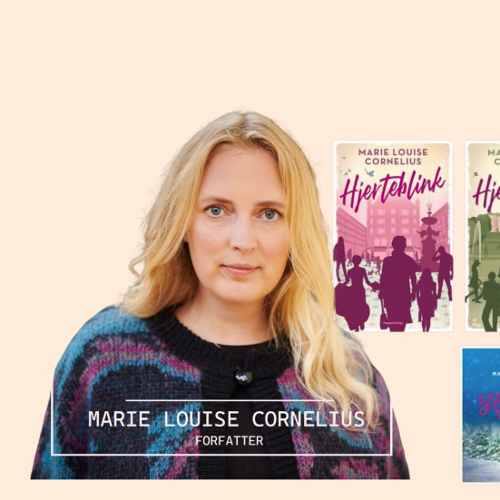 Der vises et foto af Marie Louise og bogserien Hjerteblink